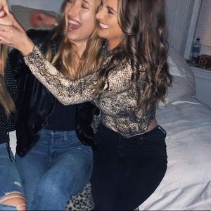 Snakeskin long sleeve crop top